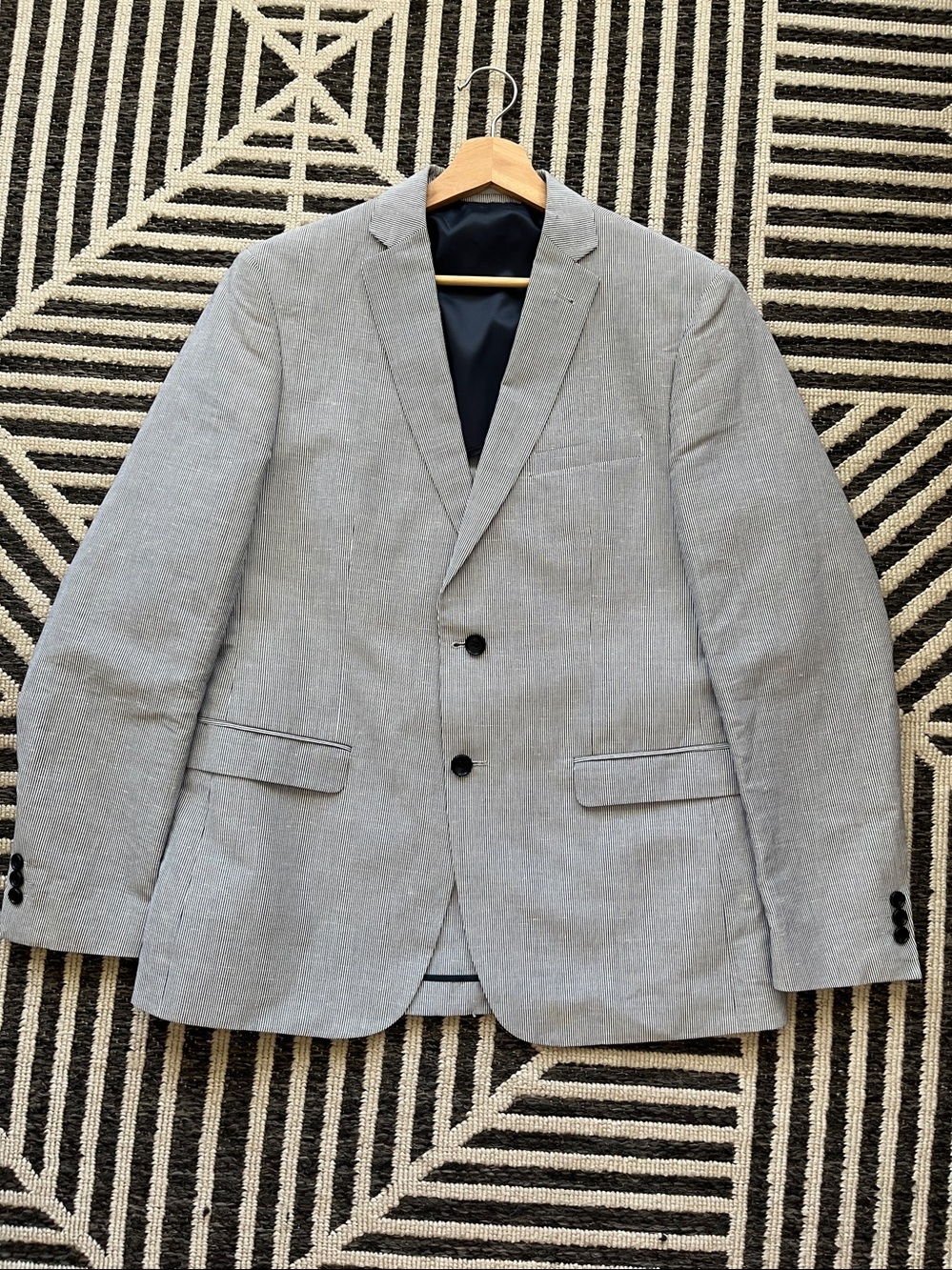 Frank & Oak Blue & Grey Pinstripe Men's Blazer